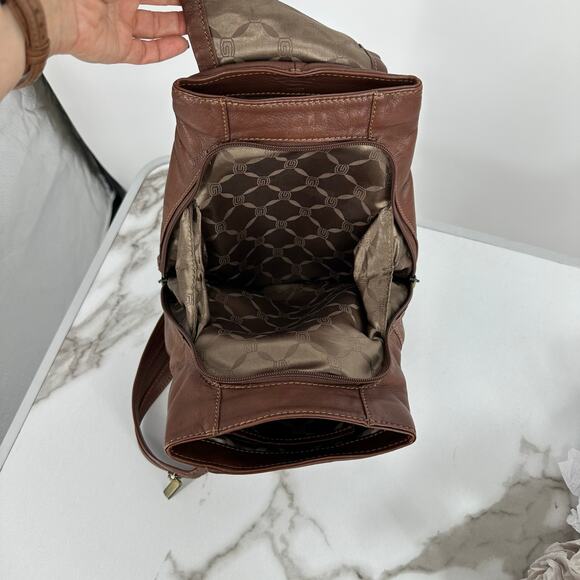 Giudi Womens Italian Leather Backpack Brown  Small Pockets Boho Casual Travel - Picture 11 of 12
